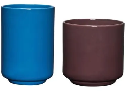Hübsch Deux Topfset Set aus 2 Rotbraun/Blau